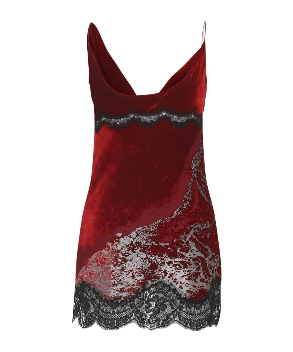 Marine Print Lace Mini Dress
