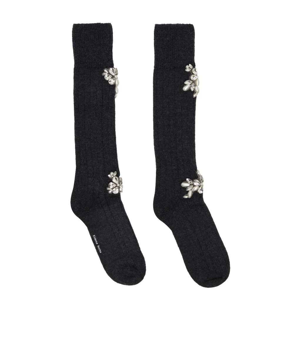 Embellished Rose Knee Socks