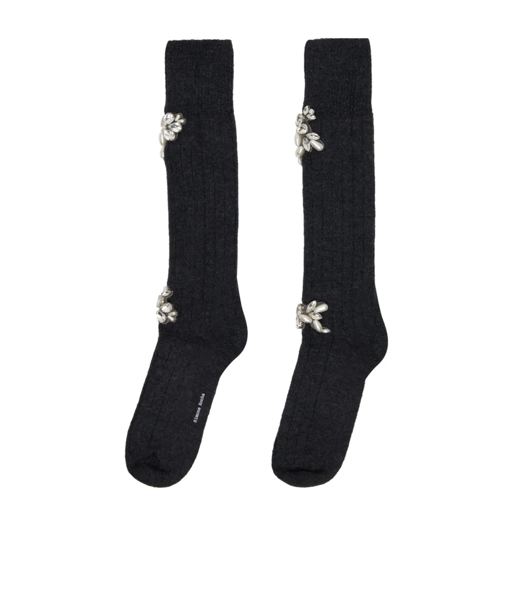 Embellished Rose Knee Socks