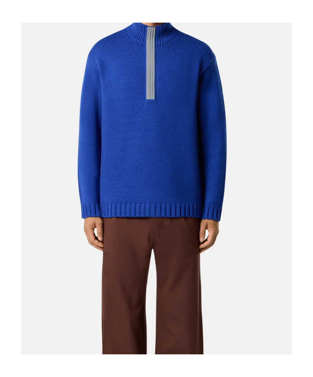 High-Neck Zip-Front Sweater