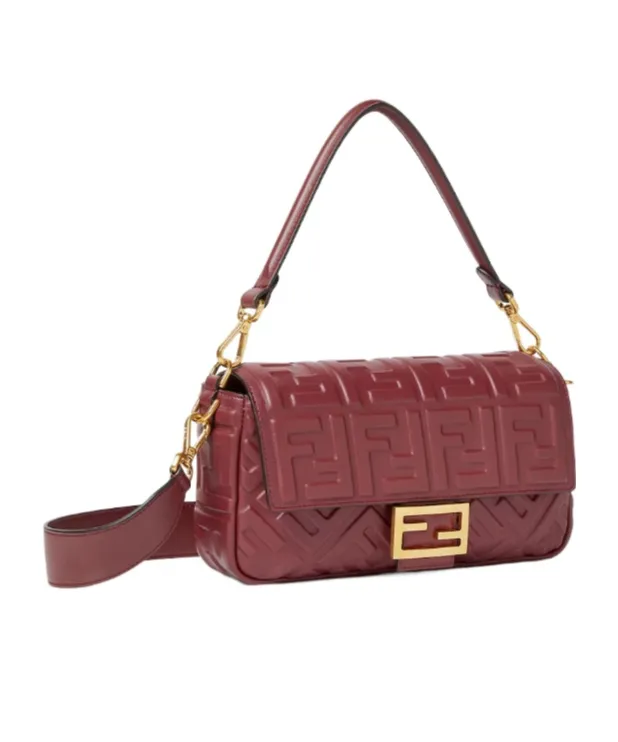 Fendi Baguette Ff Embossed Shoulder Bag