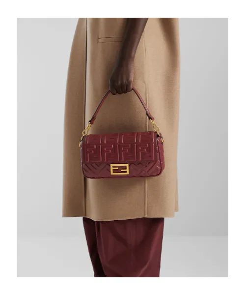 Fendi Baguette Ff Embossed Shoulder Bag