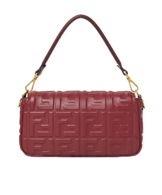 Fendi Baguette Ff Embossed Shoulder Bag