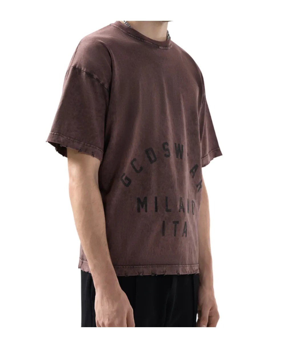 Distressed-Effect Graphic-Print T-Shirt