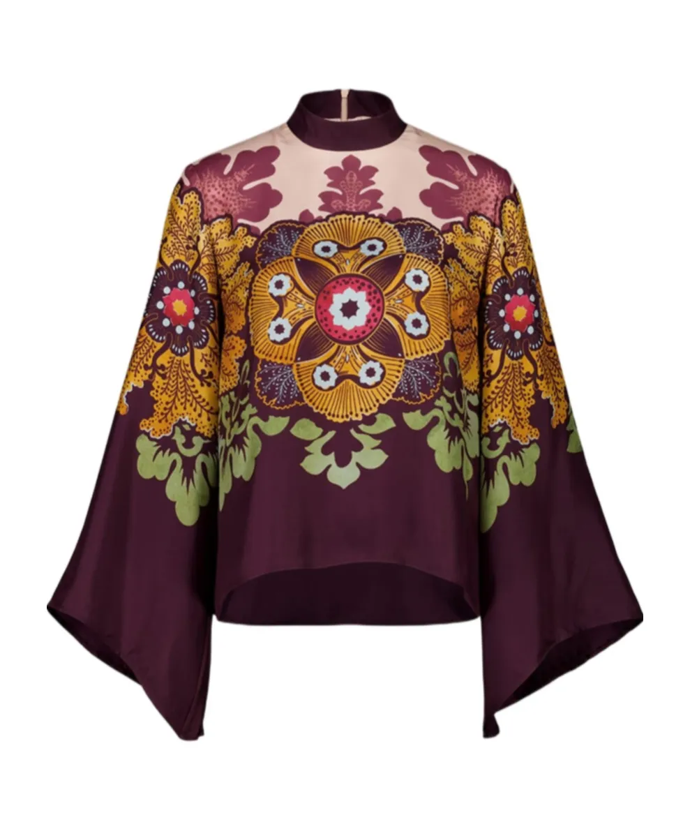 Floral-Print Long-Sleeve Blouse
