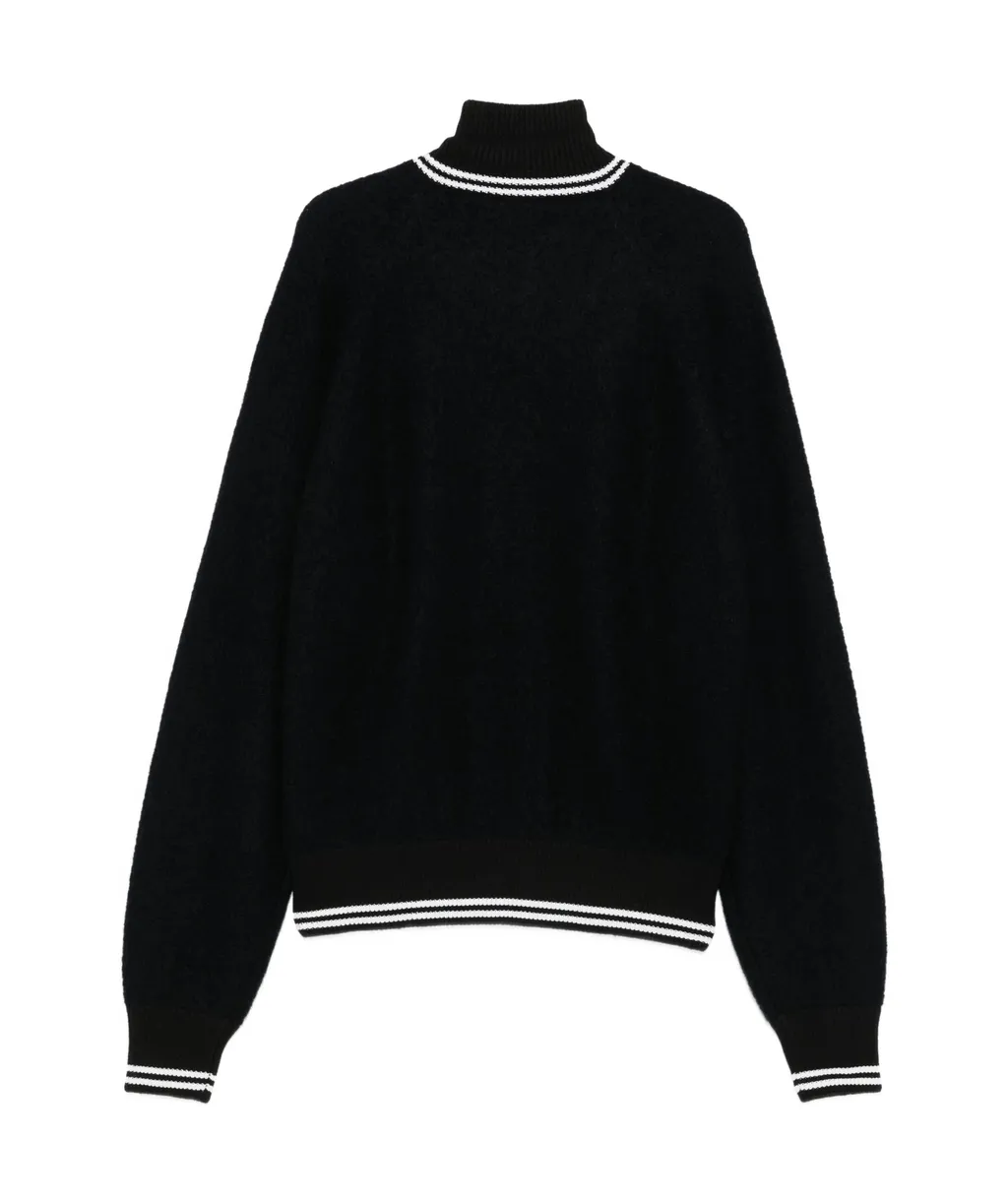 Zip-Front Ribbed-Trim Cardigan