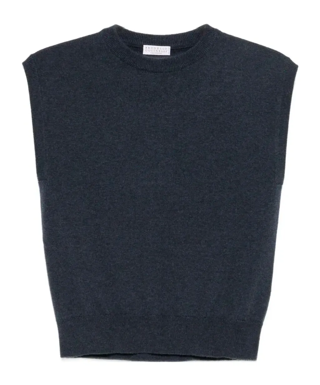 Round-Neck Cashmere Vest