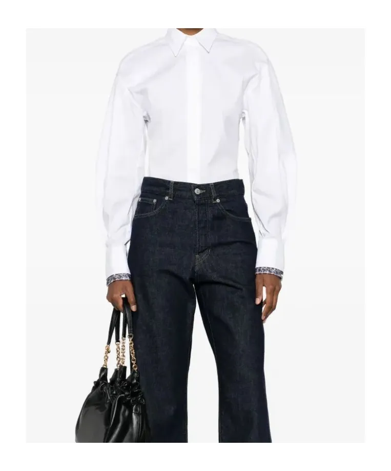 Point-Collar Embellished Shirt