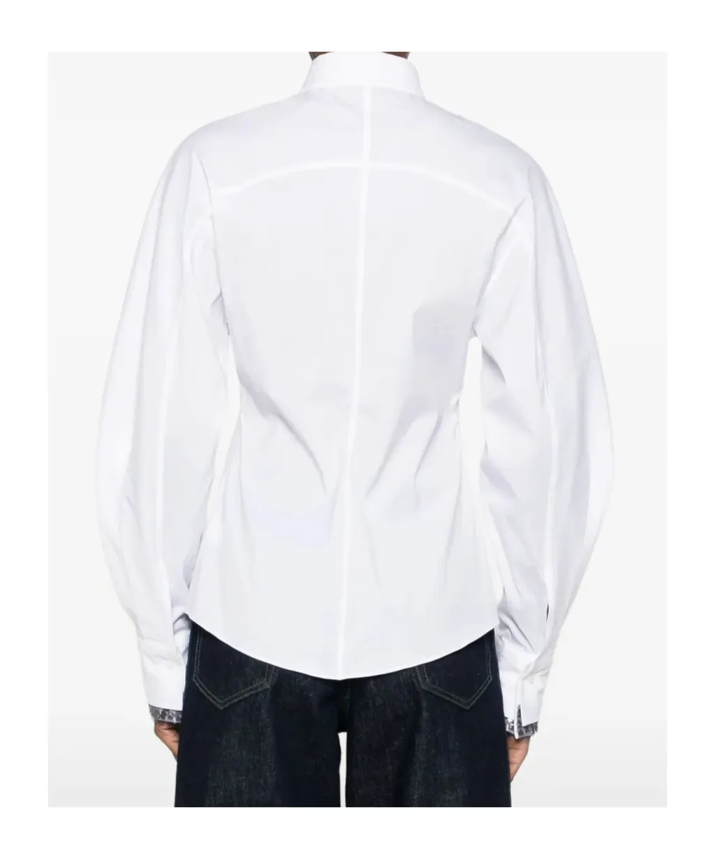 Point-Collar Embellished Shirt