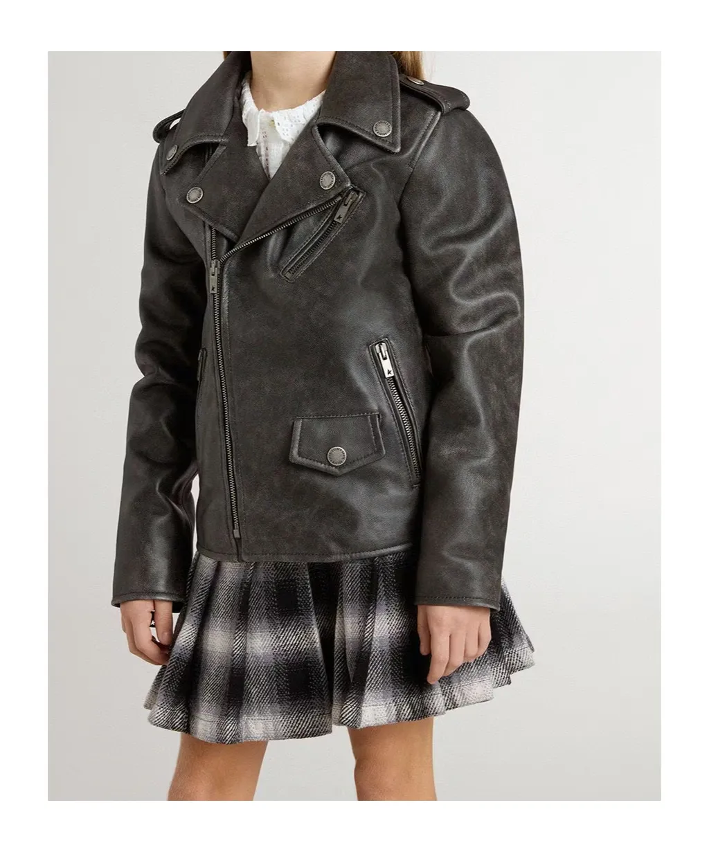 Golden Goose Kids Zipped Leather Jacket