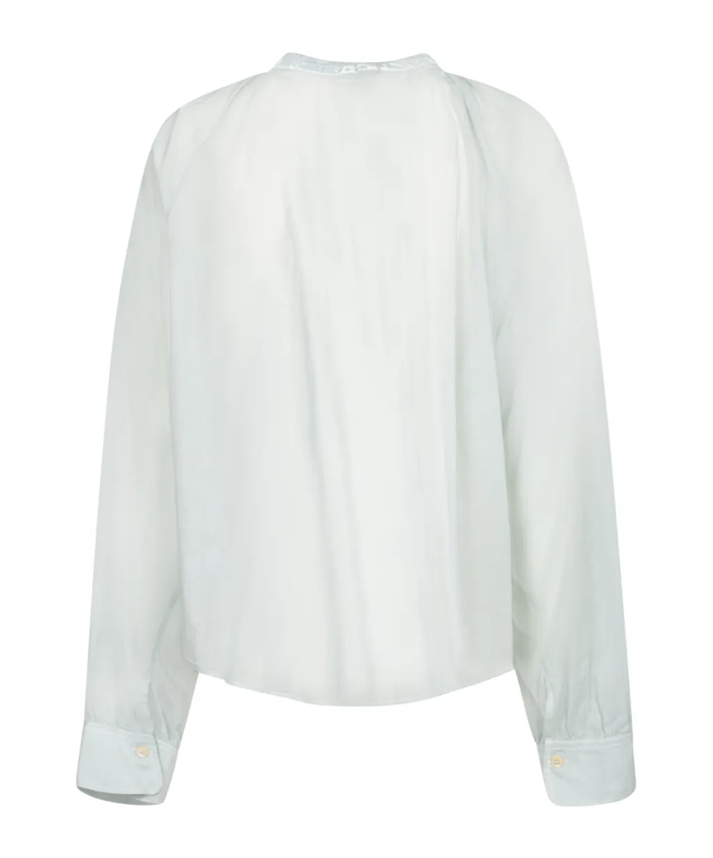 Forte Forte Gathered Neck Long Sleeve Top