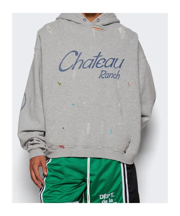 Gallery Dept. Distressed Horseshoe-Print Hoodie