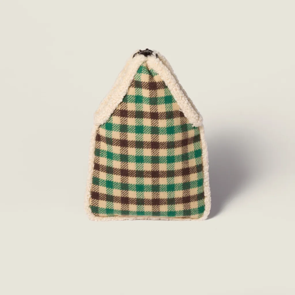 Gingham And Shearling Handbag