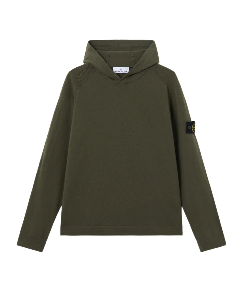Hooded Jumper With Raglan Sleeves And Ribbed Trims
