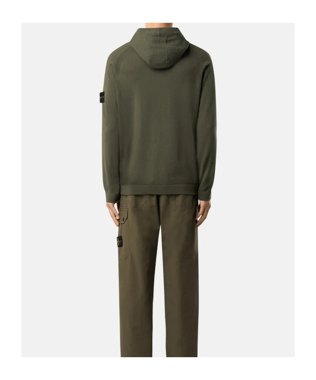 Hooded Jumper With Raglan Sleeves And Ribbed Trims