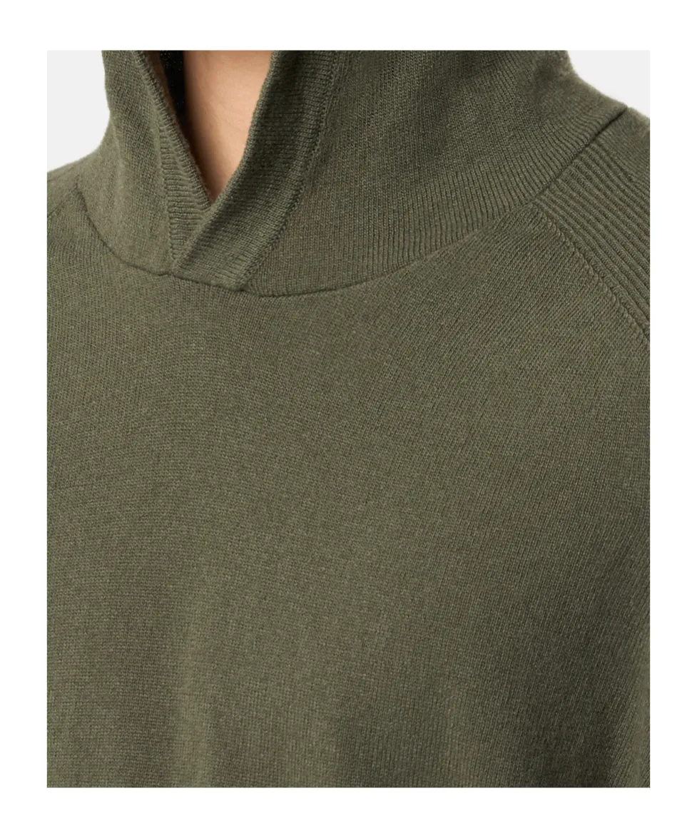 Hooded Jumper With Raglan Sleeves And Ribbed Trims