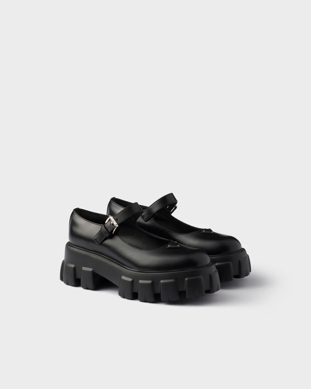 Brushed Leather Monolith Mary Janes