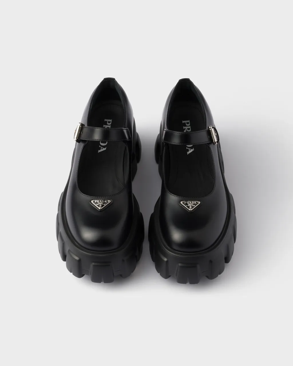 Brushed Leather Monolith Mary Janes