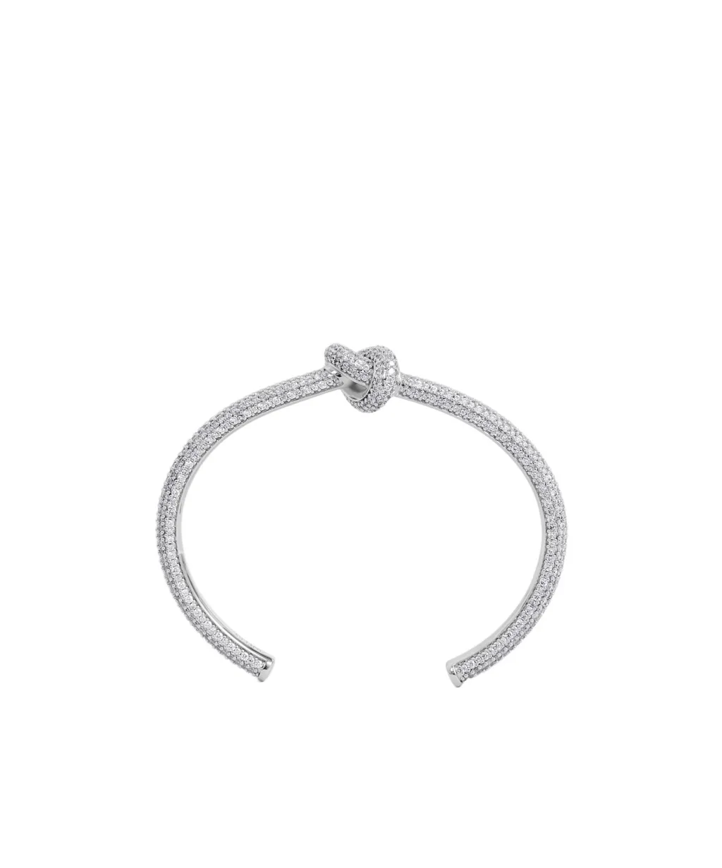 Knot Sparkle Cuff In Strass And Brass With Rhodium Finish