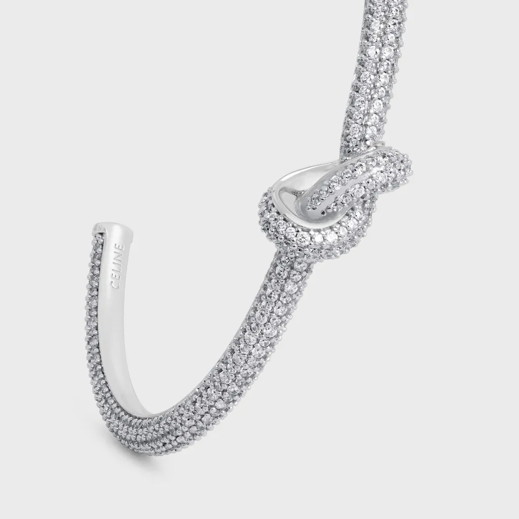 Knot Sparkle Cuff In Strass And Brass With Rhodium Finish