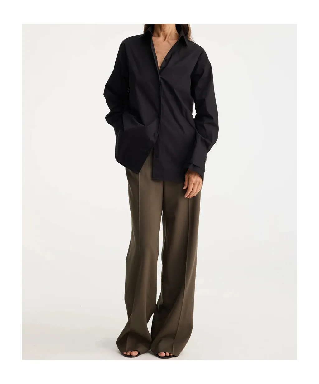 RÓHe Double-Cuff Curved Hem Shirt
