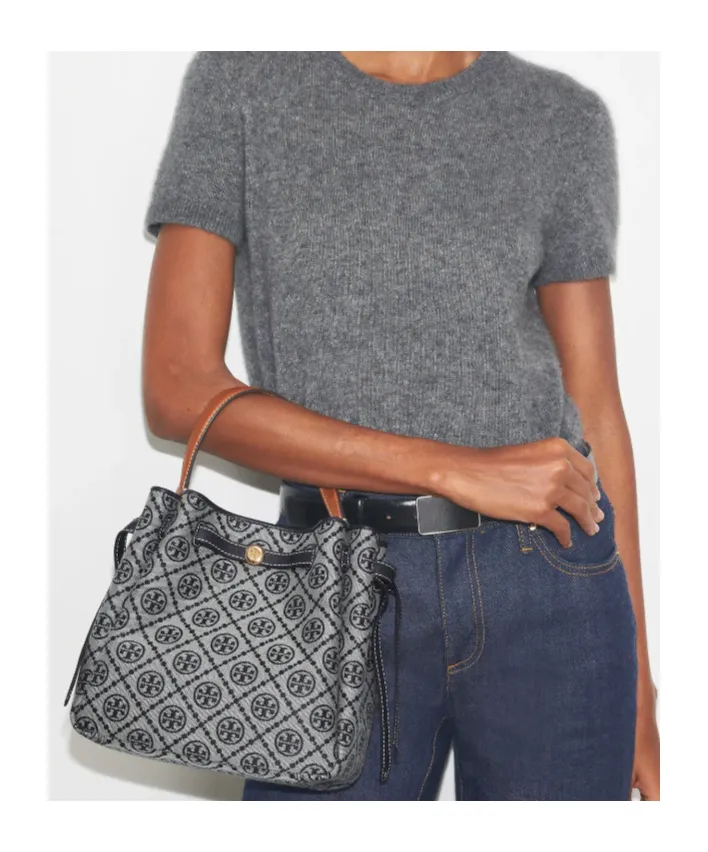 Romy T Monogram Bucket Bag