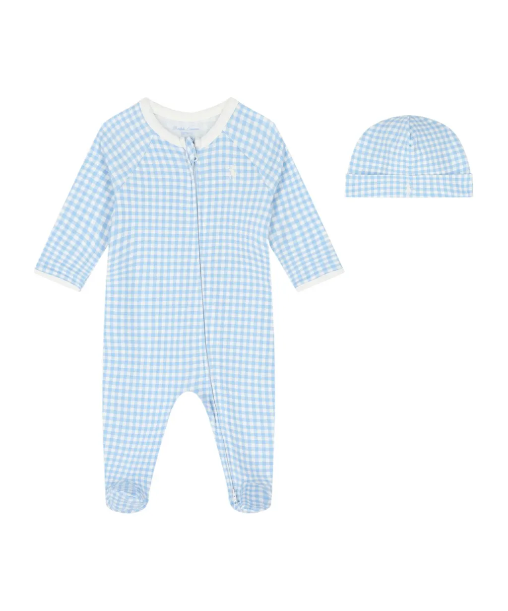 Plaid Jumpsuit And Hood Two-Piece Set