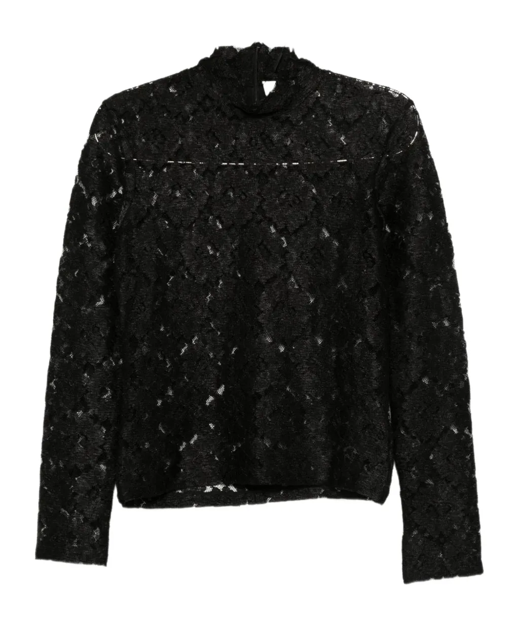Lace Mock-Neck T-Shirt