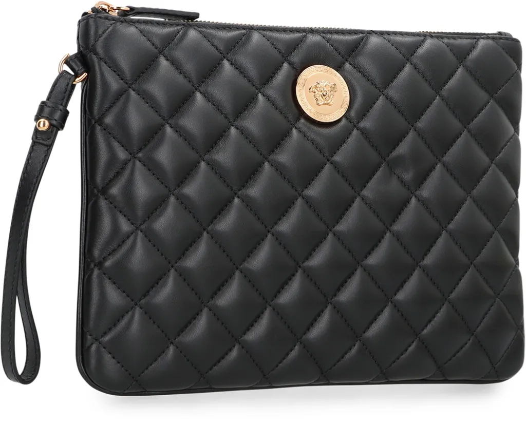 Quilted Logo Leather Clutch Bag