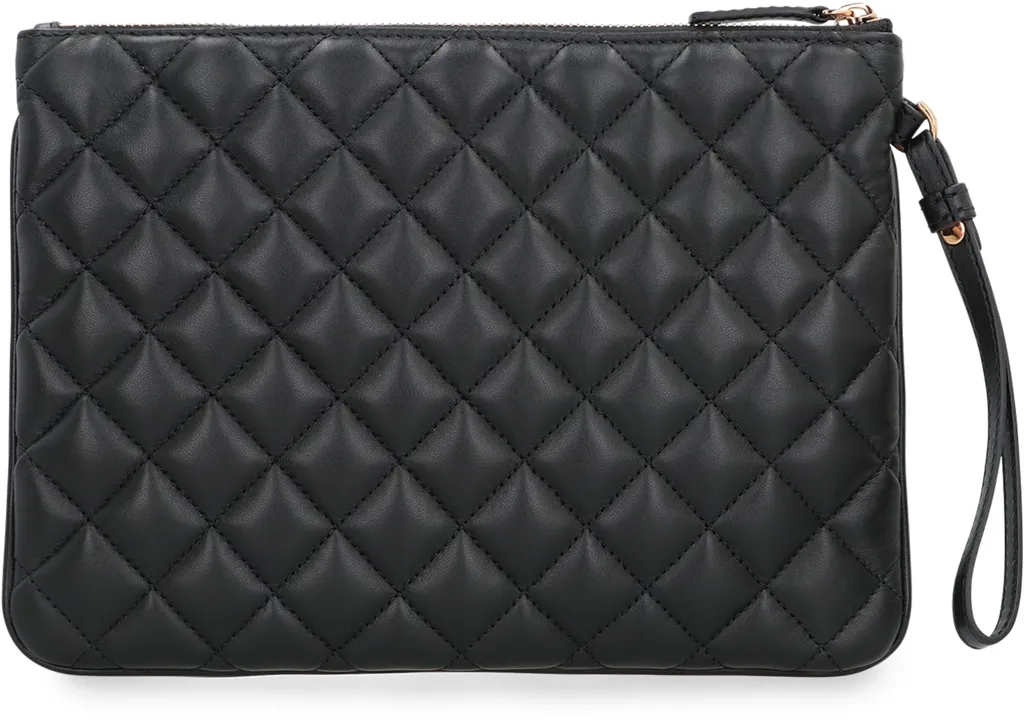 Quilted Logo Leather Clutch Bag