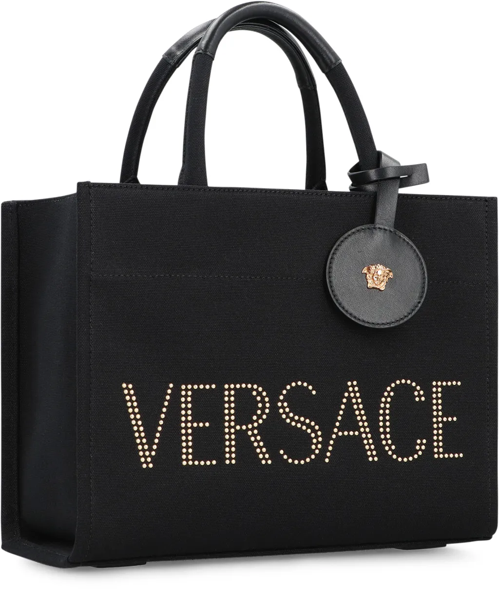 Studded Logo Canvas Tote Bag