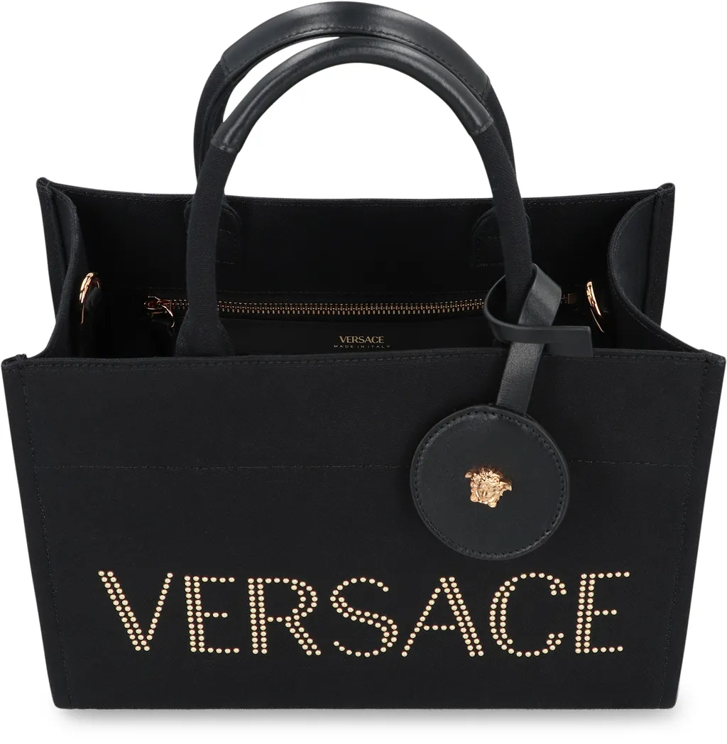 Studded Logo Canvas Tote Bag