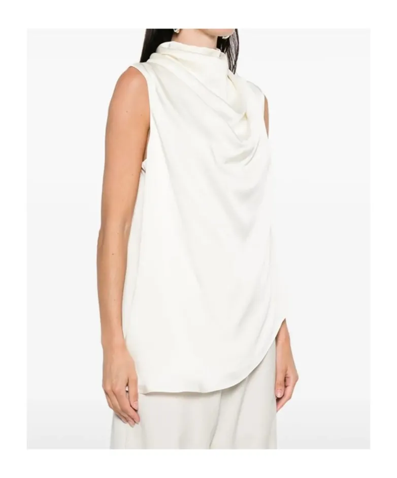 RÓHe Sleeveless Draped Satin Top