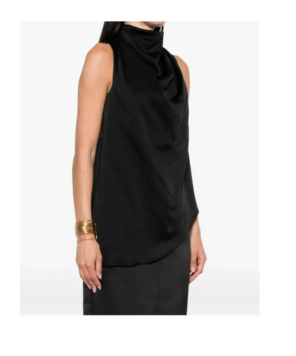 Cowl-Neck Sleeveless Blouse