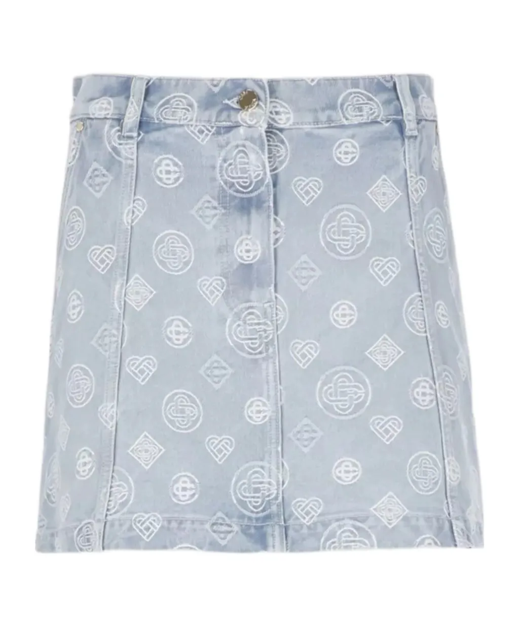 Casablanca Monogram Denim Logo Patch Skirt
