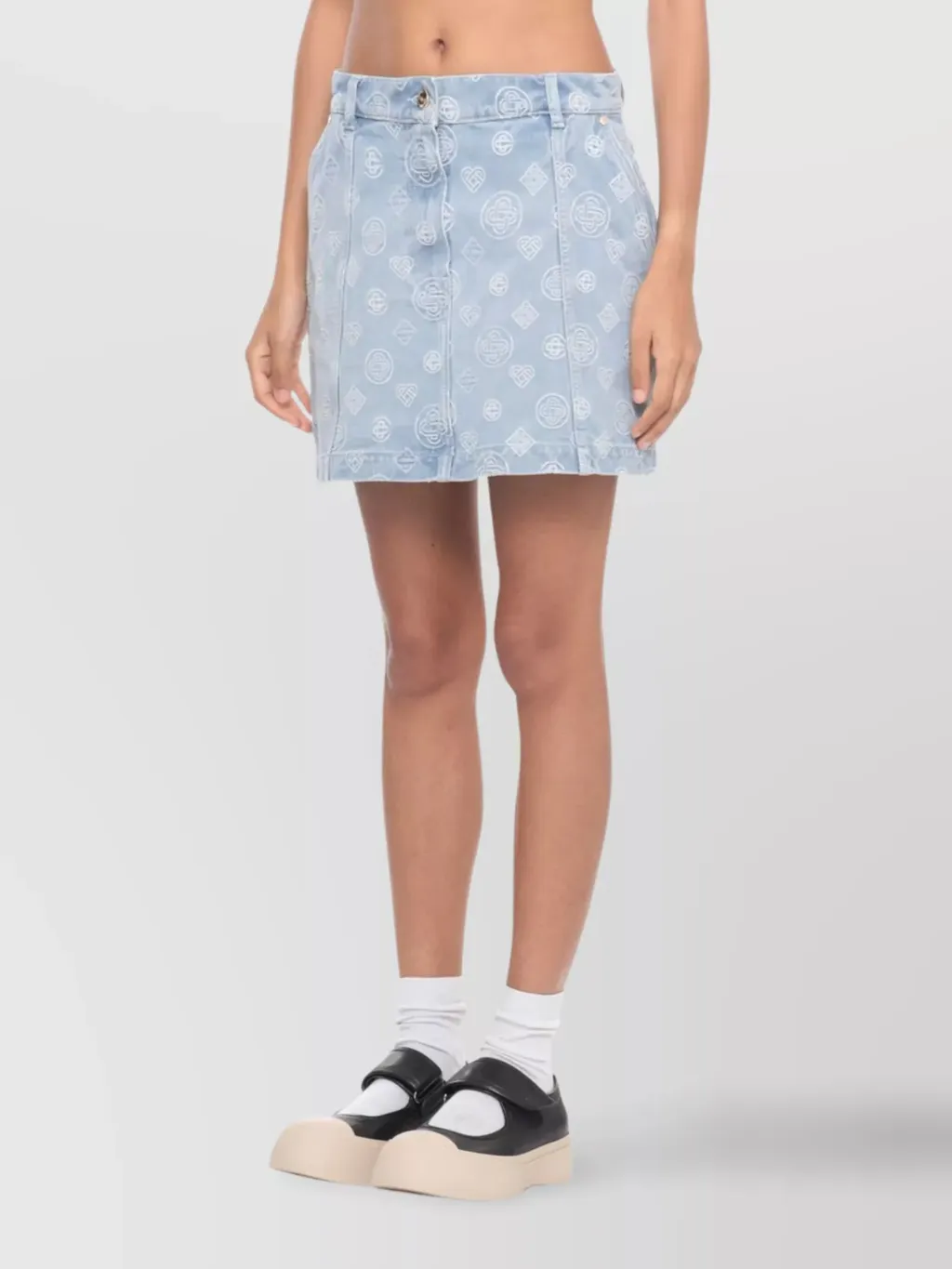 Casablanca Monogram Denim Logo Patch Skirt