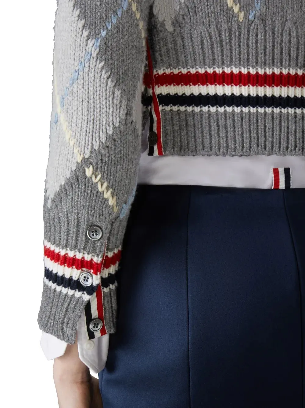 Thom Browne Argyle-Intarsia Knitted Cardigan