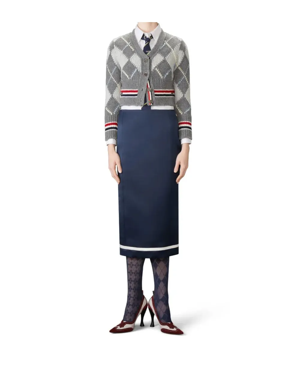 Thom Browne Argyle-Intarsia Knitted Cardigan