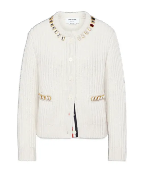 Thom Browne Embellished Knitted Cardigan