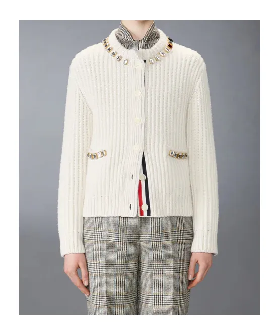 Thom Browne Embellished Knitted Cardigan