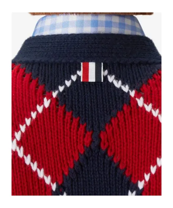 Thom Browne Argyle Intarsia V-Neck Cardigan