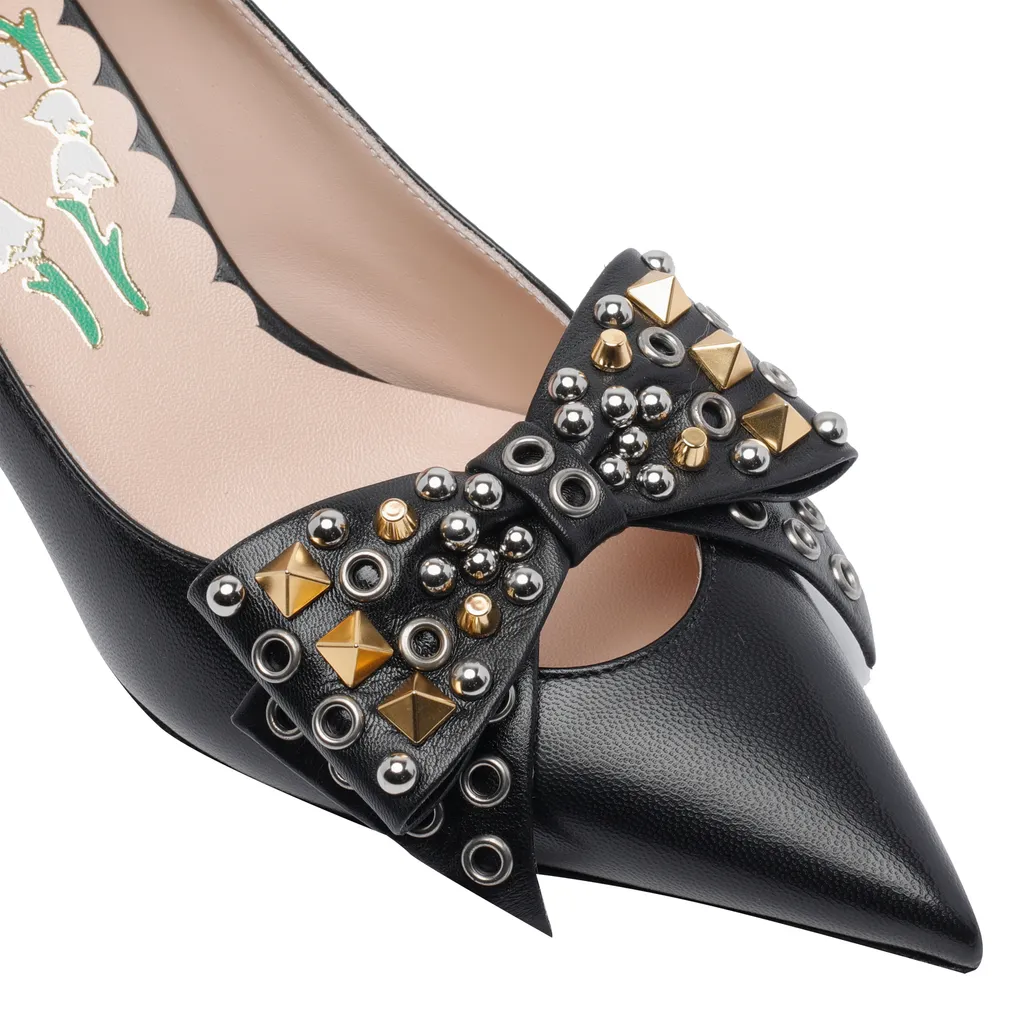 Studded Bow-Detail Pumps