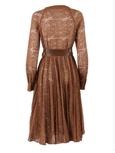 Max Mara Studio V-Neck Pleated Dress