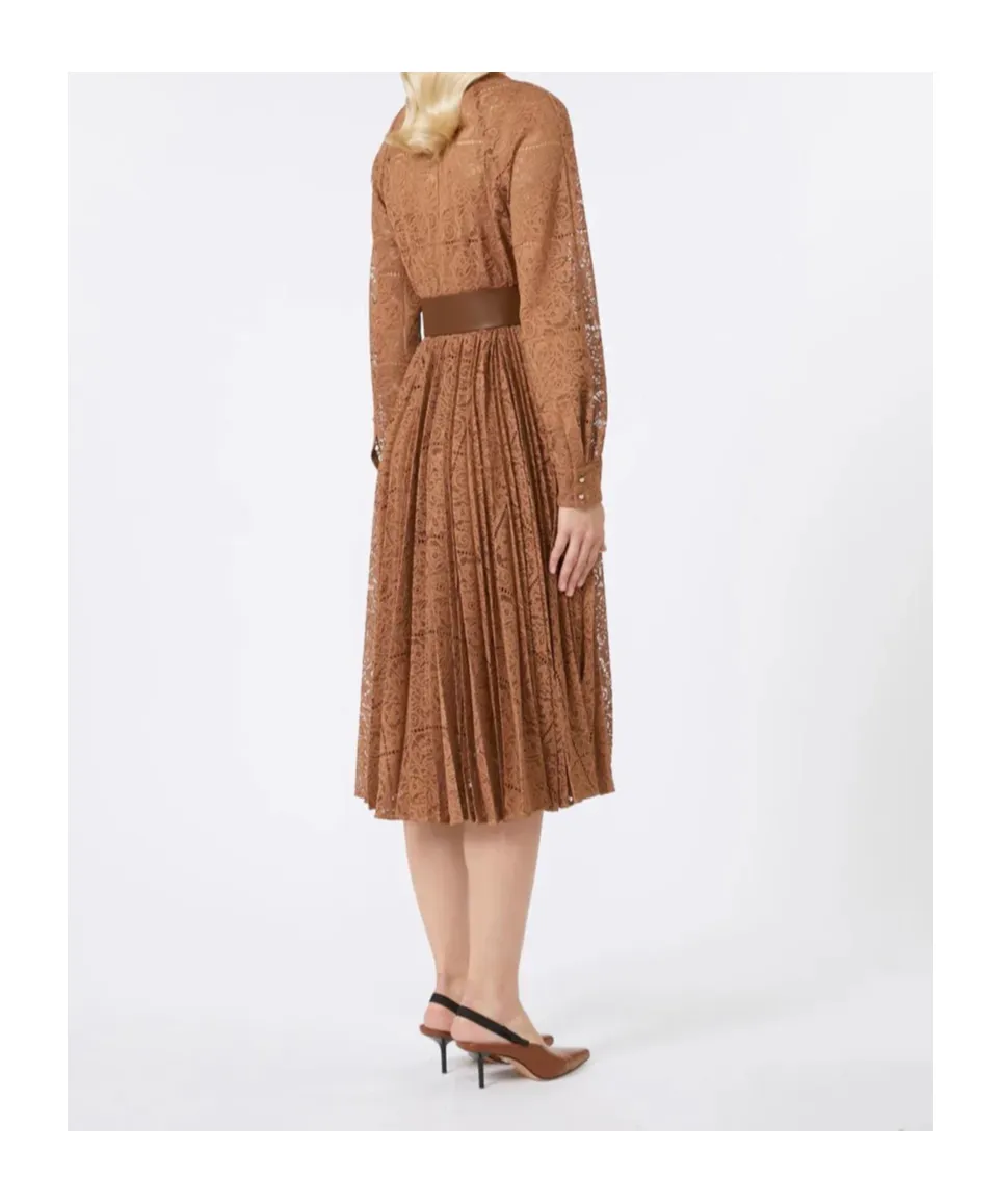 Max Mara Studio V-Neck Pleated Dress