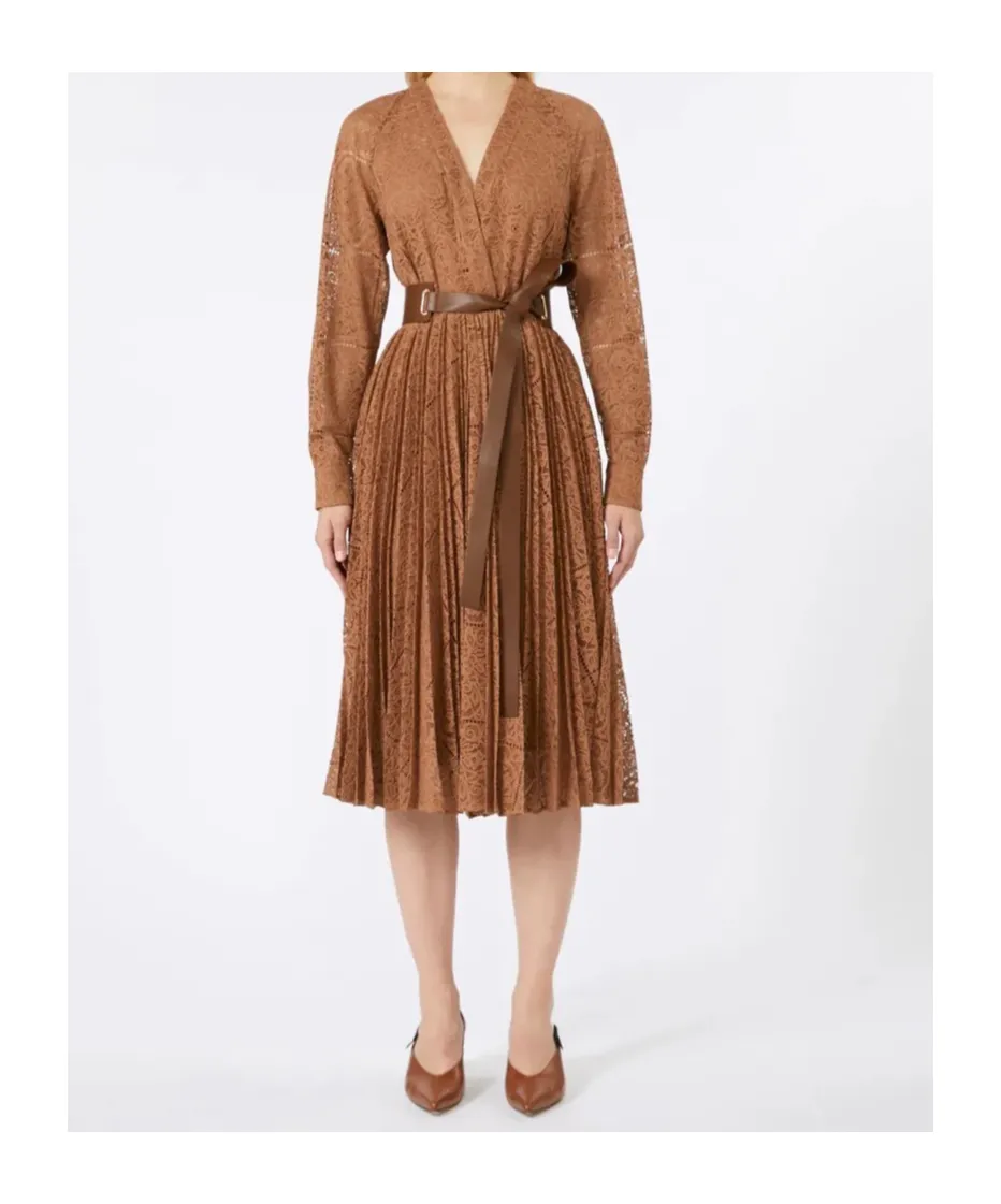 Max Mara Studio V-Neck Pleated Dress