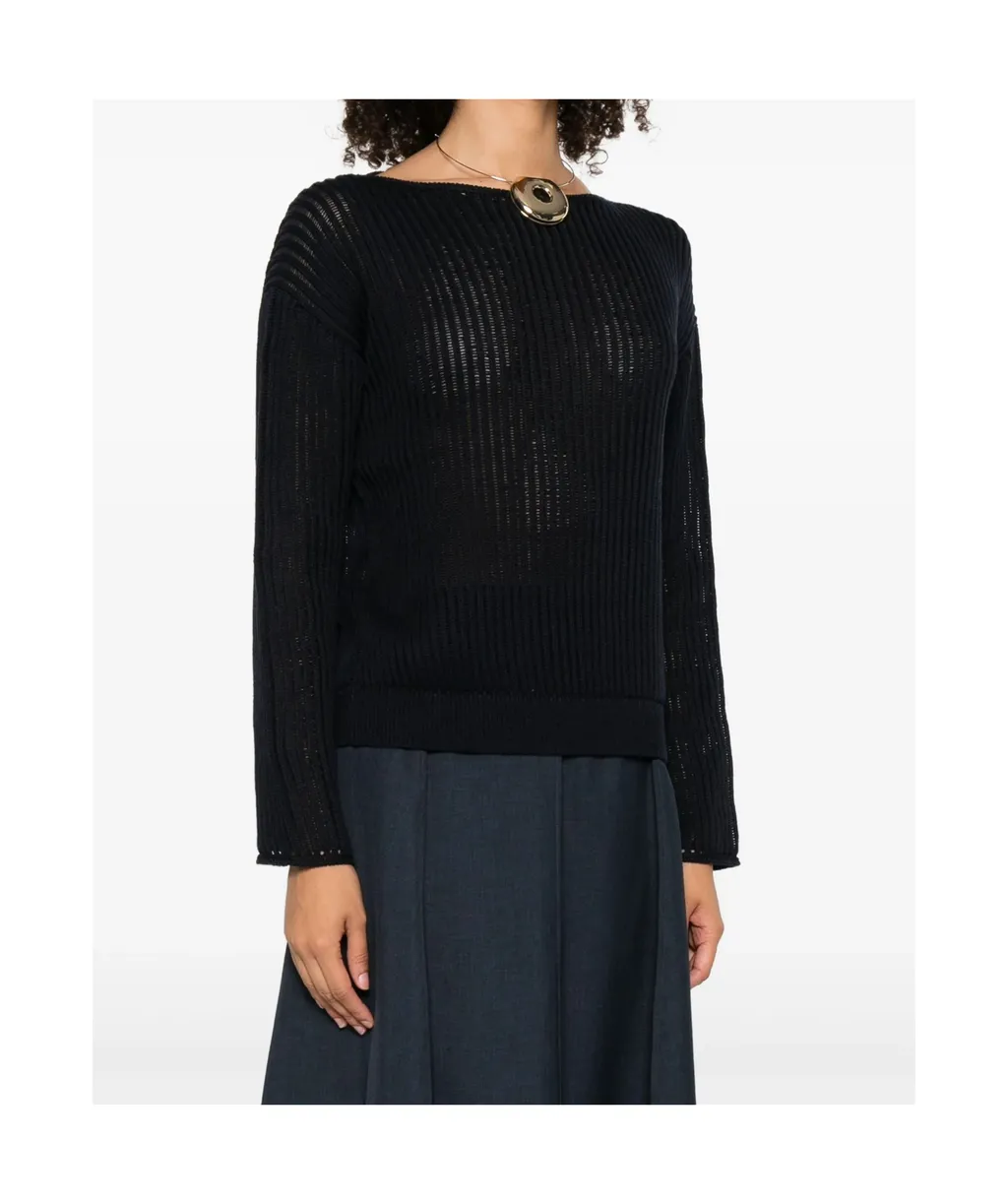Ribbed Boat-Neck Sweater