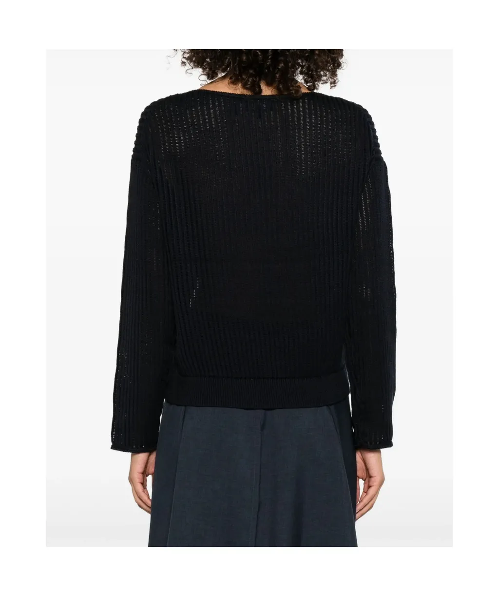 Ribbed Boat-Neck Sweater