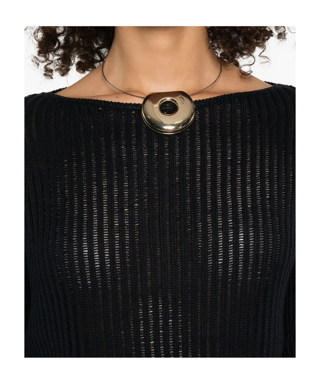 Ribbed Boat-Neck Sweater