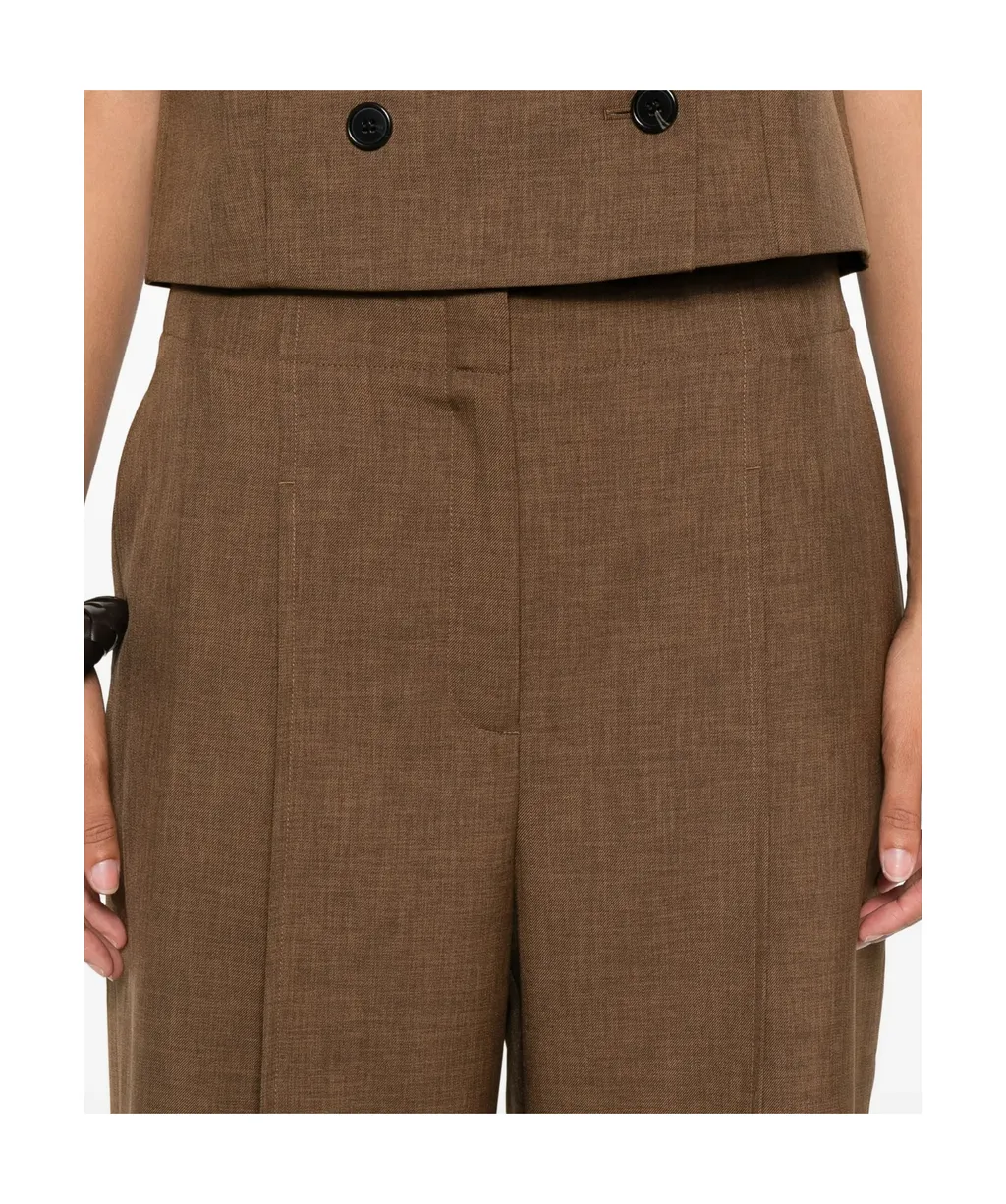 Pleated Cropped Trousers