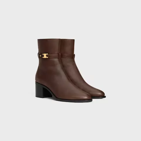 Celine Garance Triomphe Strap Boot In Calfskin